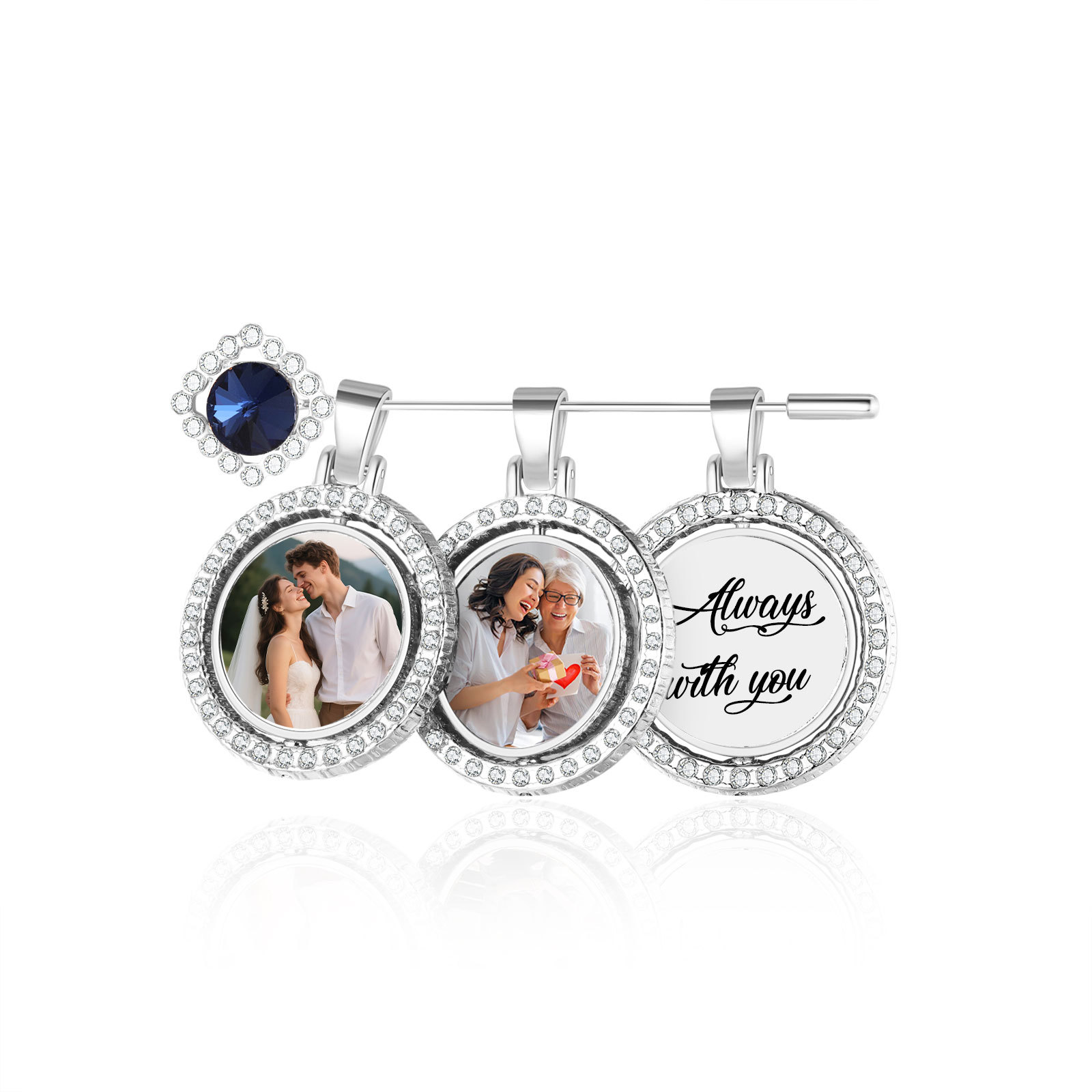 Personalisierter Brautstrauß-Anhänger mit Foto & Wunschtext – Emotionaler Hochzeits-Pin als Geschenk zur Hochzeit