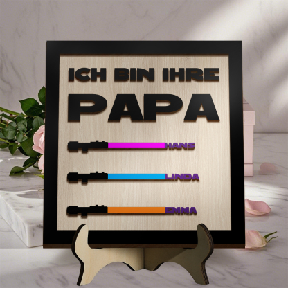 Personalisierte Holzplakette als Geschenk mit den Namen der Kinder