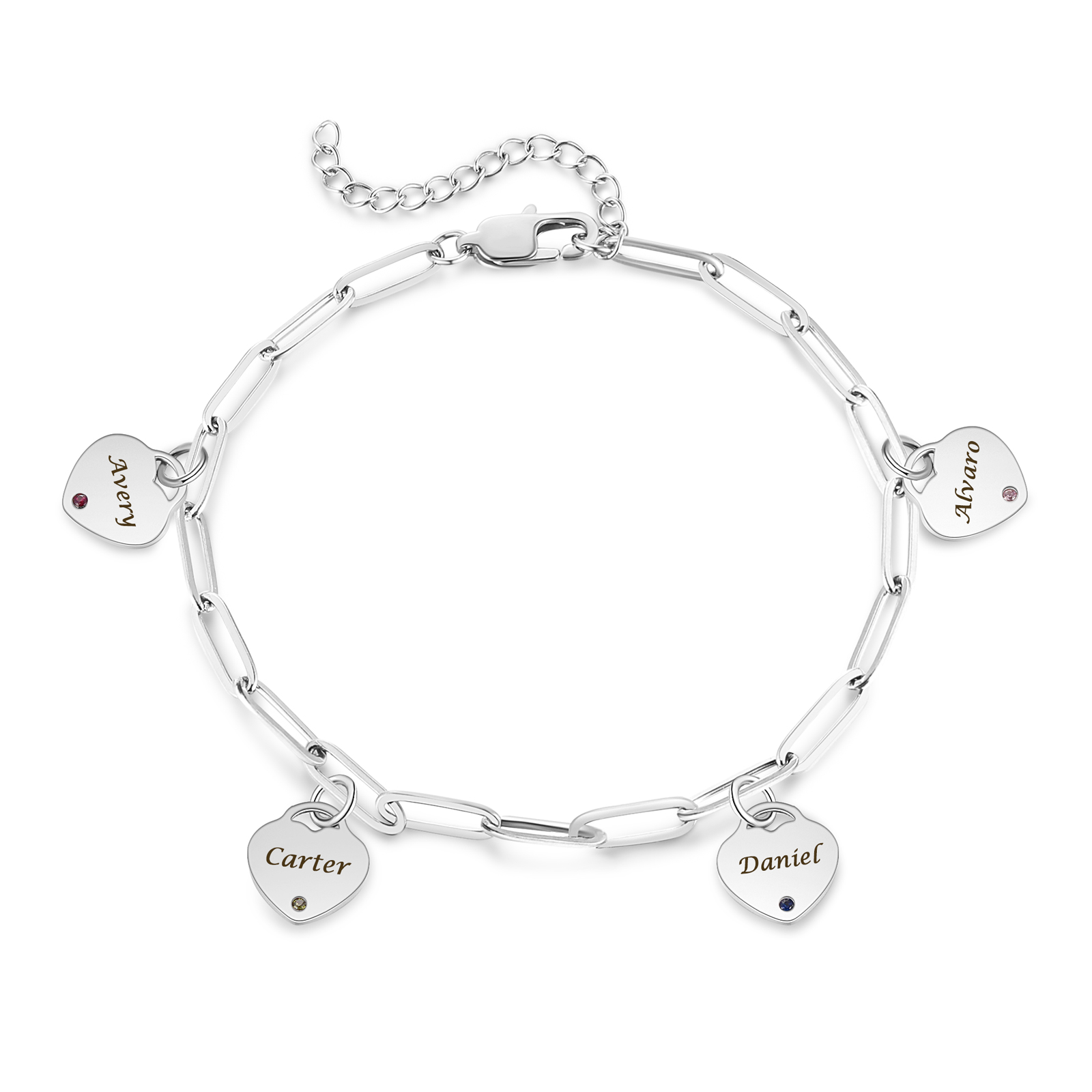 Personalisiertes Herz-Fußkettchen mit 1–5 Namen und Geburtssteinen Geschenk für Sie | Kettenmachen