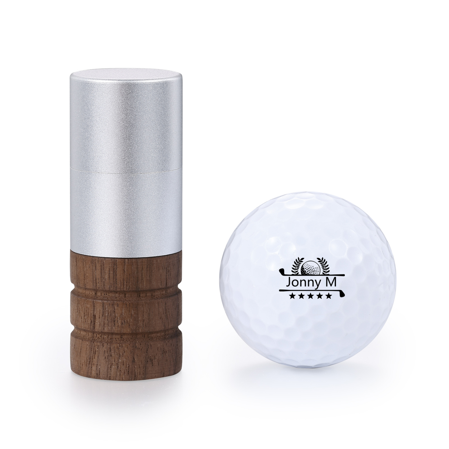 Personalisierter Golfball-Stempel aus Walnussholz Individueller Logostempel