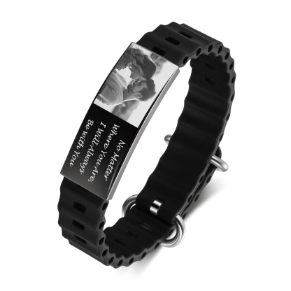 Personalisiertes Herren-Fotoarmband – Gravur & Text