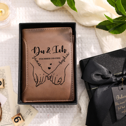 Personalisierte Herren-Geldbörse aus PU-Leder mit Liebesbotschaft „Du & Ich FÜR IMMER UND EWIG“