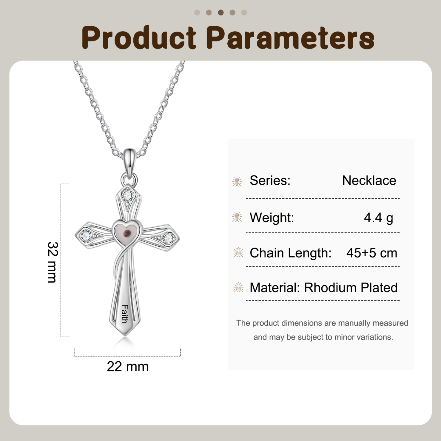 Herz-Kreuz-Halskette mit Senfkorn