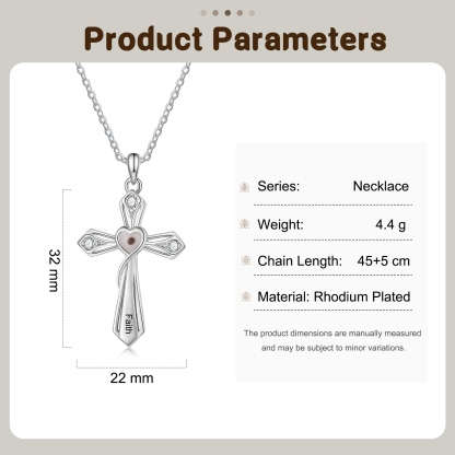 Herz-Kreuz-Halskette mit Senfkorn
