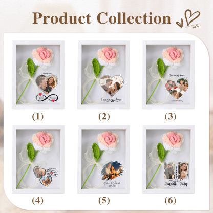 Personalisierter 3D-Rahmen mit Häkelrose für Paare