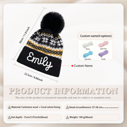 Personalisierte Strick-Bommelmütze Schneeflocken für Damen——Enthält fünf Farben