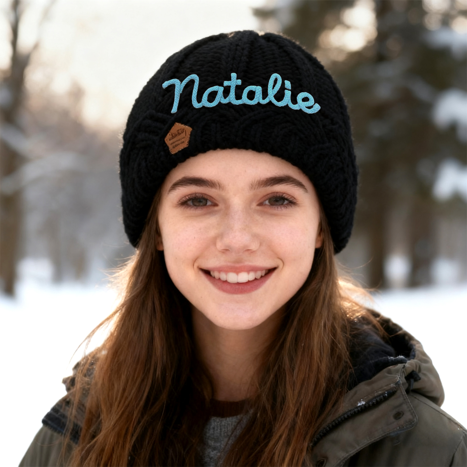 Personalisierte Winter Strickmütze mit Namensstickerei für Damen——Enthält fünf Farben