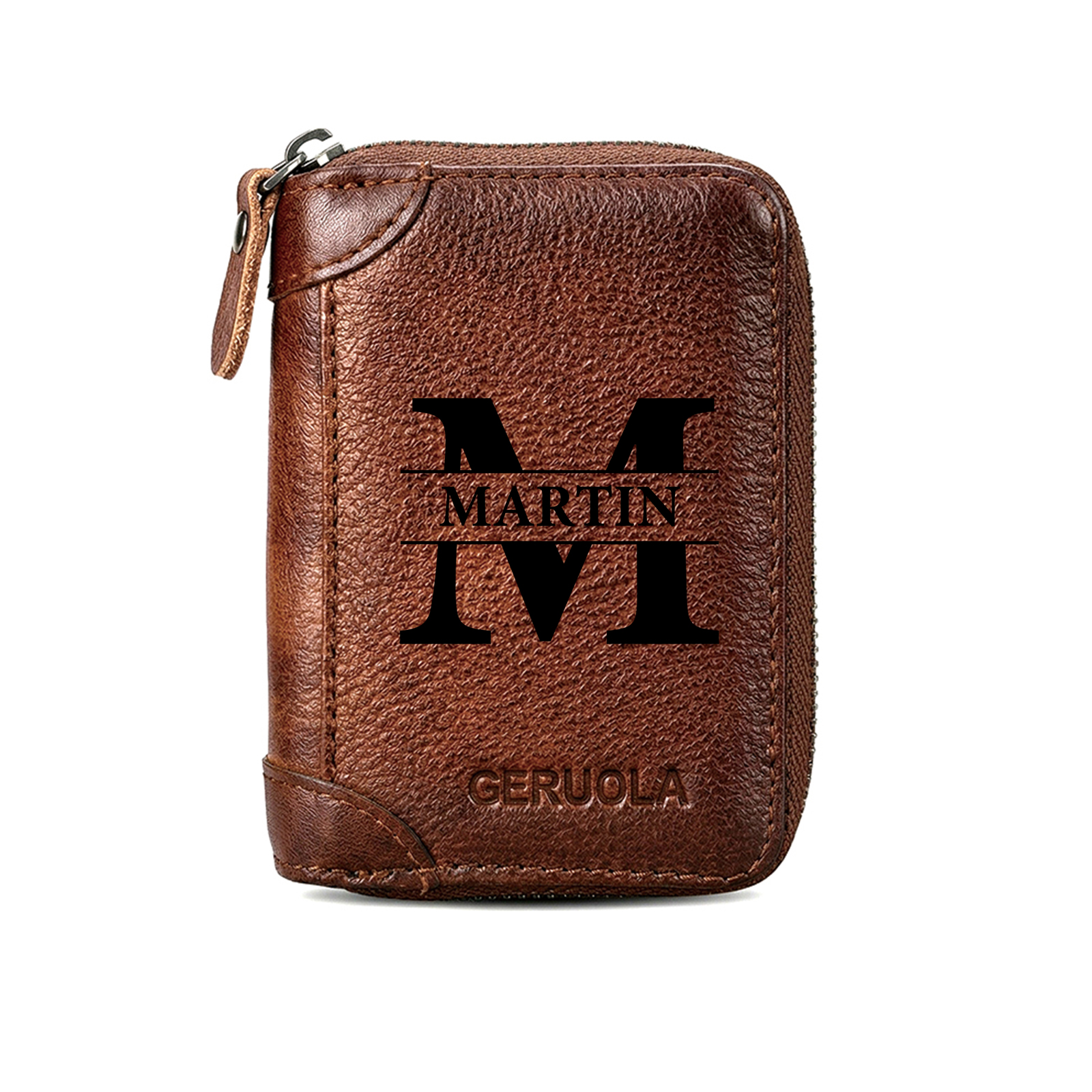 Personalisiertes Leder Kartenetui mit Reißverschluss und mehreren Kartenfächern, in 9 Designs