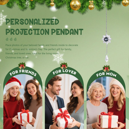 Personalisierter achtzackiger Sternanhänger mit Fotoprojektion zu Weihnachten, Christbaumanhänger, Weihnachtsanhänger, Ornament