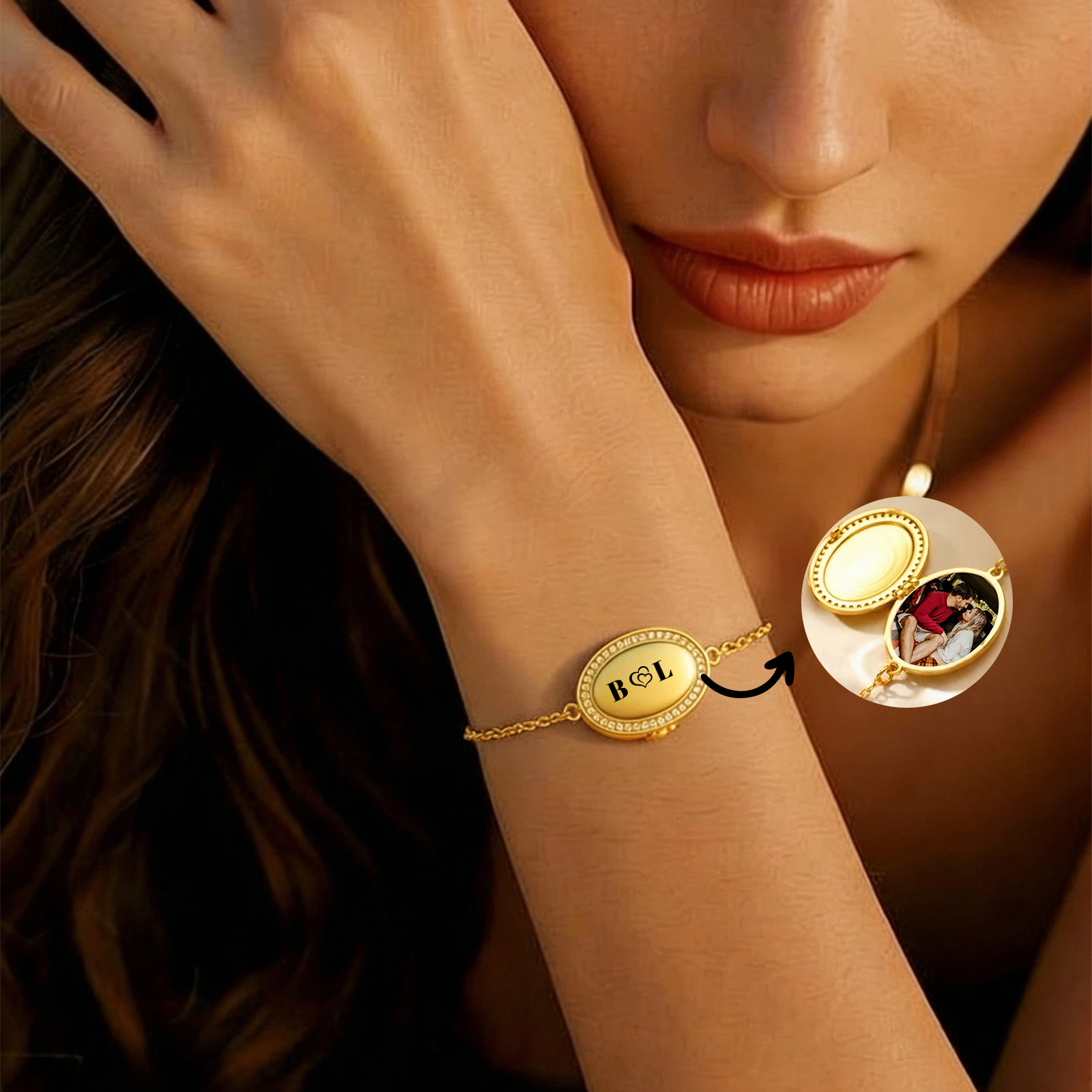 Personalisierbares Foto-Medaillon-Armband für Damen