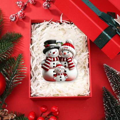 Personalisierter Weihnachtsbaumanhänger Schneemann-Familie - mit Namen personalisierbar