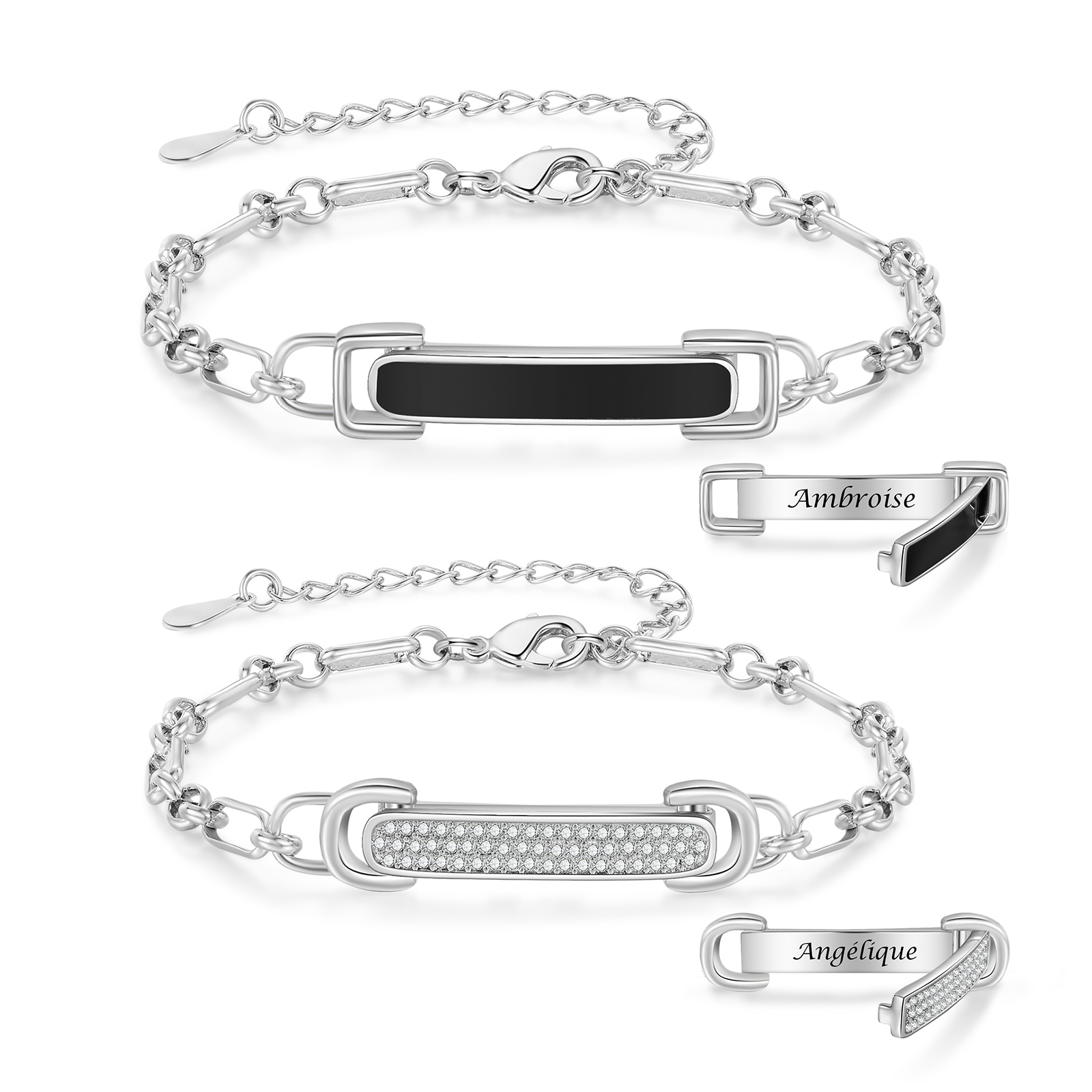 Personalisierte Partner-ID-Armbandketten mit Namen