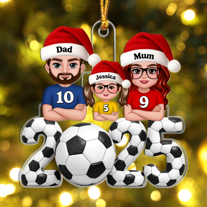 Personalised Family Football Christmas Ornament 2025