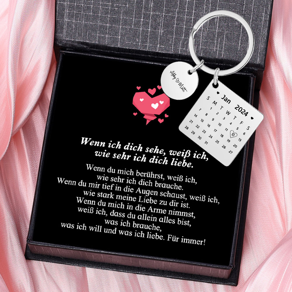 Personalisiertes Metall-Schlüsselanhänger-Set für Paare mit Text und Datum – ideales Geschenk für Partner