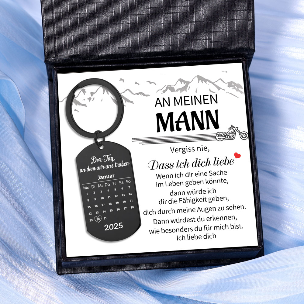 Personalisierter mit 2 Namen & 1 Datum & 1 Jahr Schlüsselanhänger - Der Tag, an dem wir uns trafen