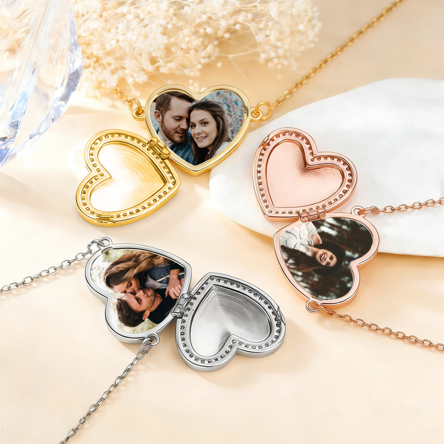 Personalisiertes Herz-Medaillon Armband mit Foto für Damen