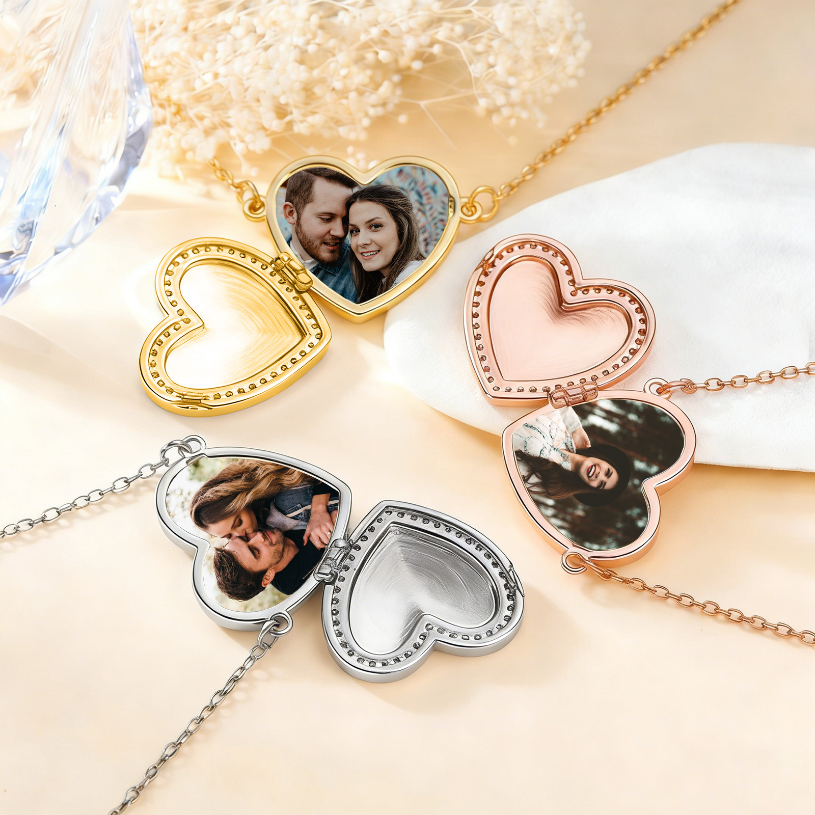 Personalisiertes Herz-Medaillon Armband mit Foto für Damen