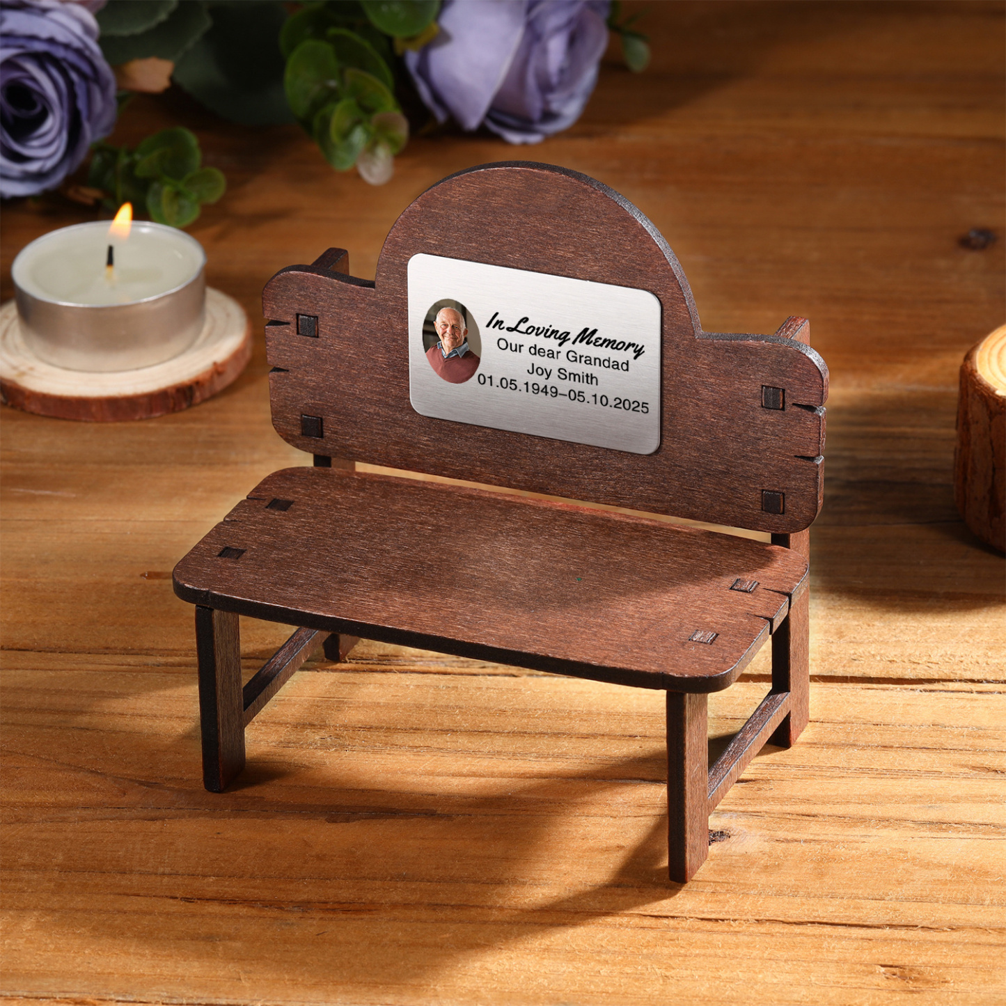 Personalisierte Mini-Holzbank zum Gedenken – individuell – Stuhl „In liebevoller Erinnerung“