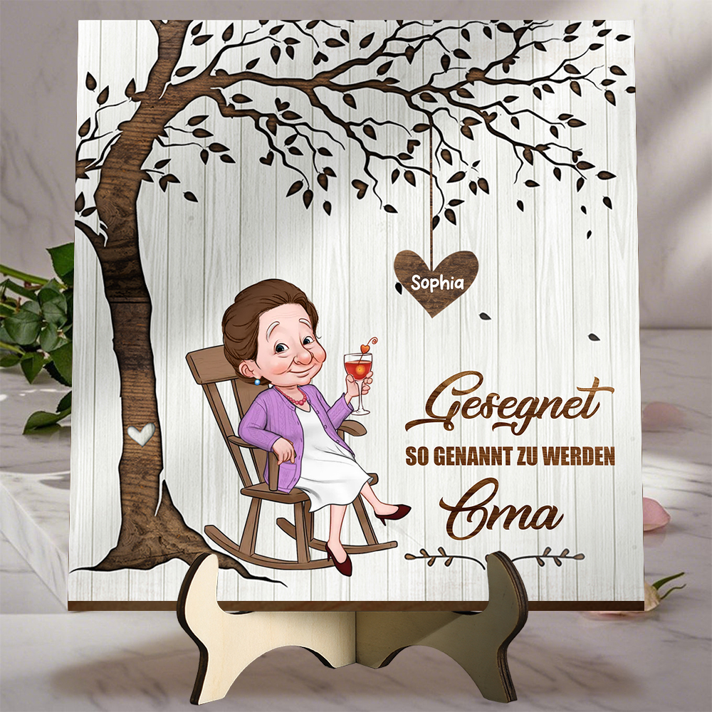 Personalisierte Holz-Stammbaum-Deko mit Namen für Oma – Gesegnet, Oma genannt zu werden