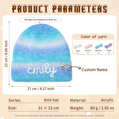 Personalisierte Weihnachten warmes Acryl Beanie Farbverlauf Namensstickerei Strickmütze für Damen