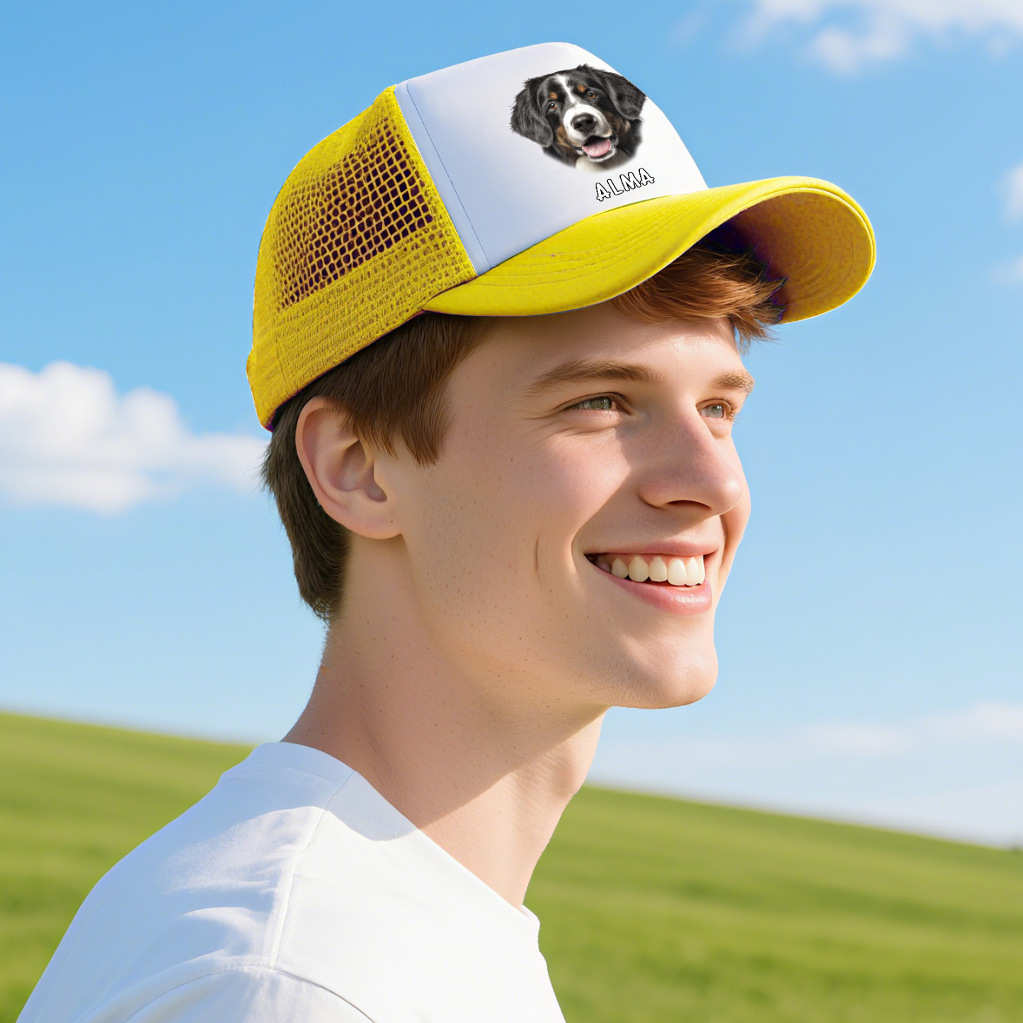 Personalisierte Mesh-Trucker-Cap mit Foto & Namen – Geschenk für Hundebesitzer und Tierliebhaber