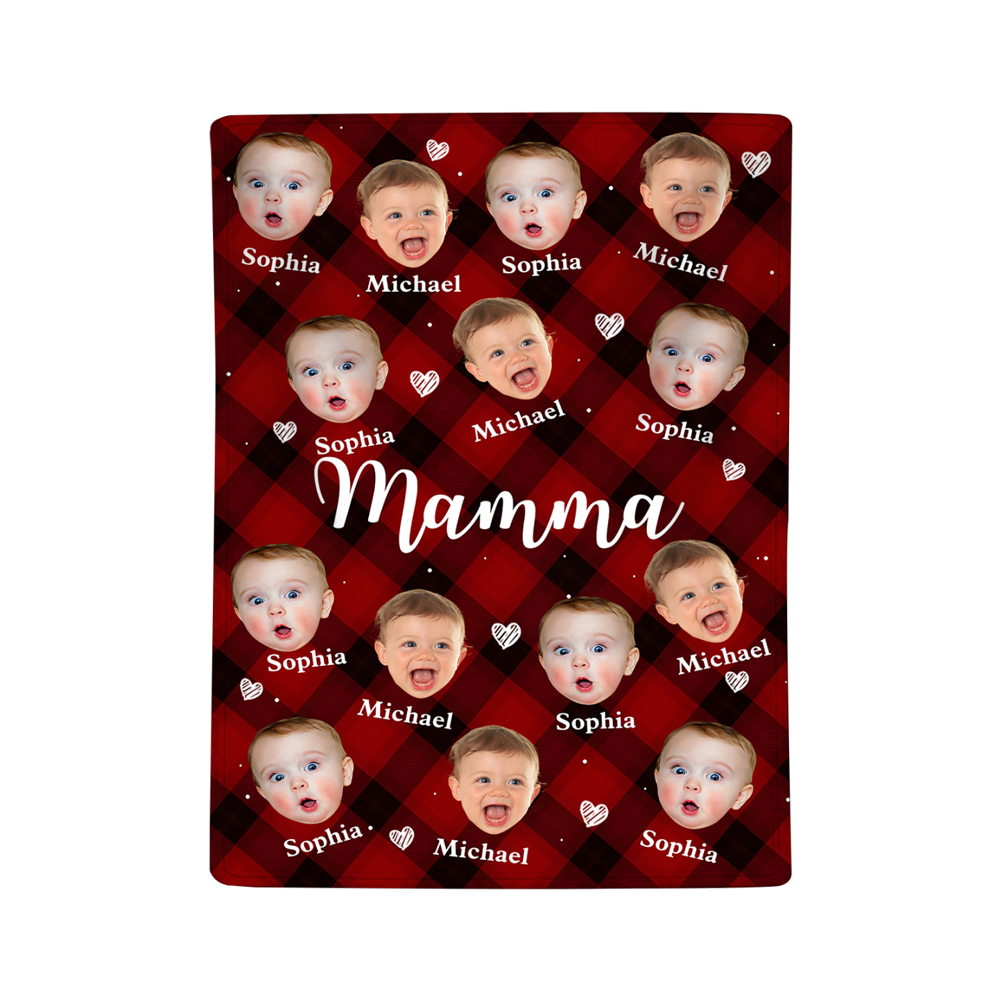 Coperta Personalizzata con Volti e Nomi dei Tuoi Bimbi – Il Regalo Più Dolce per una Mamma Speciale | Jessemade