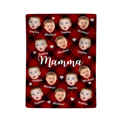 Coperta Personalizzata con Volti e Nomi dei Tuoi Bimbi – Il Regalo Più Dolce per una Mamma Speciale | Jessemade