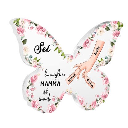 Decorazione Acrilica a Forma di Farfalla Personalizzata – Mano Nella Mano, 3 Nomi e Testo per Nonna o Mamma | Jessemade