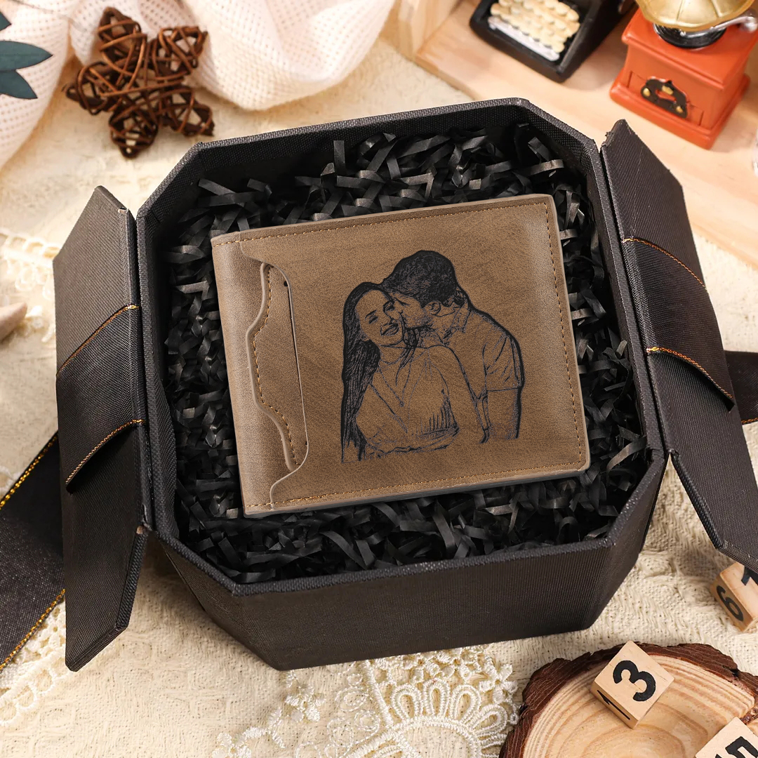 Portafoglio Uomo Personalizzato – Incisione 1 Foto, Nome & Lettera – Regalo Speciale per Papà o Lui | Jessemade