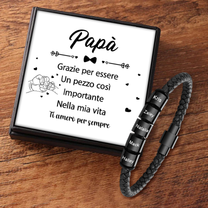 Bracciale Uomo Personalizzato – Incisione 5 Nomi – Regalo Speciale per Papà | Jessemade