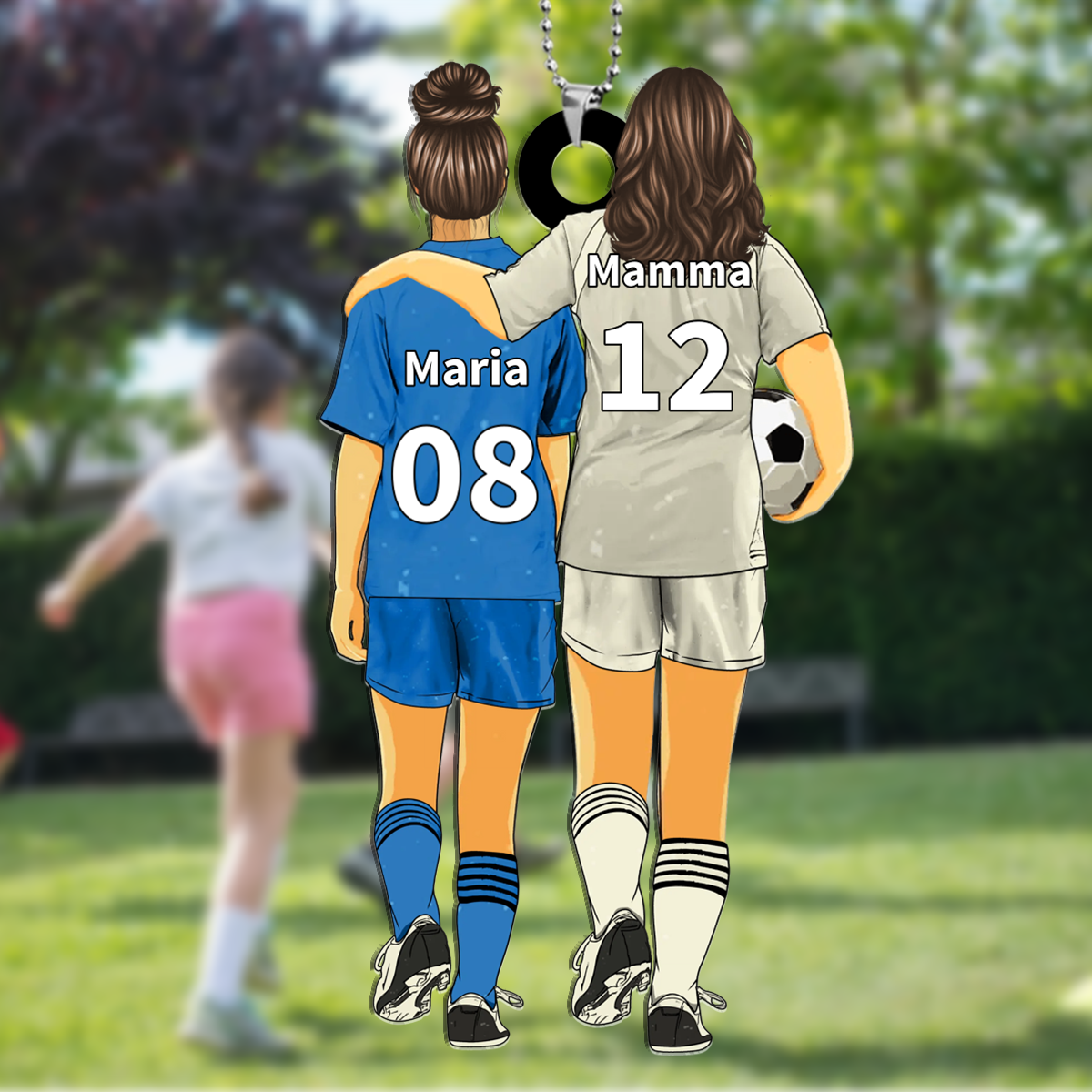 Portachiavi Acrilico Personalizzato – Mamma & Figlio/Figlia con Nome – Accessorio Calcio Regalo Speciale | Jessemade