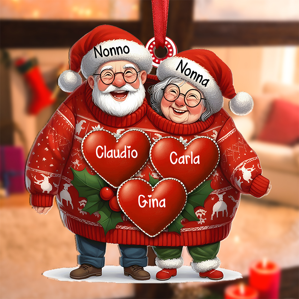 Pendente natalizio personalizzato – Regalo di Natale per la famiglia con 3-8 nomi personalizzati per nonno e nonna | Jessemade
