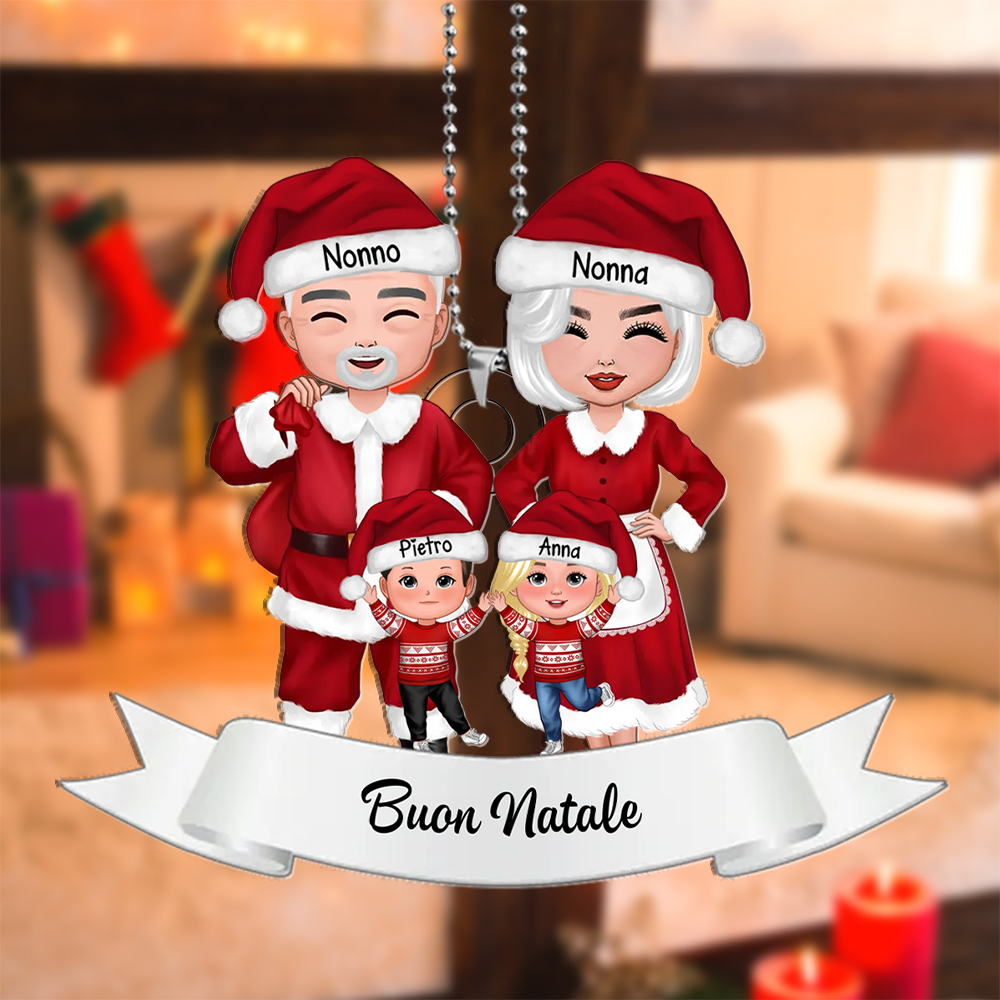 Pendente natalizio personalizzato - Regalo di Natale personalizzato con 3-8 nomi per nonno e nonna | Jessemade