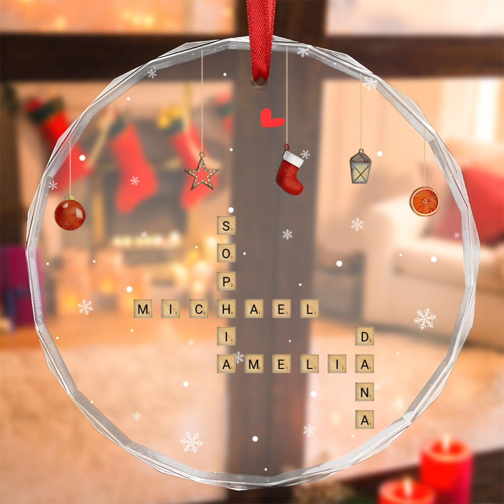 Decorazione Personalizzata con Nomi e Testi - Puzzle Scrabble Natalizio, Regalo di Natale per Famiglia | Jessemade