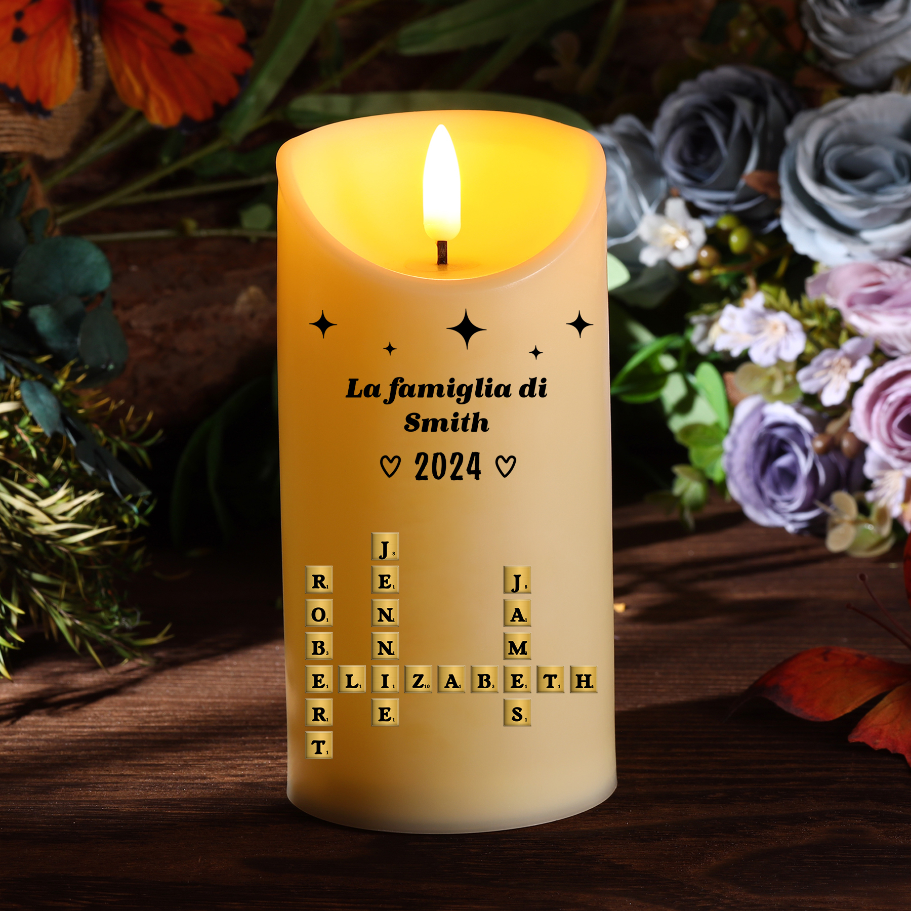 [Copy]Candela LED Commemorativa Personalizzata con 1 Nome e 1 Data - "La Bella Vita"  - Regalo di Natale per Famiglia | Jessemade