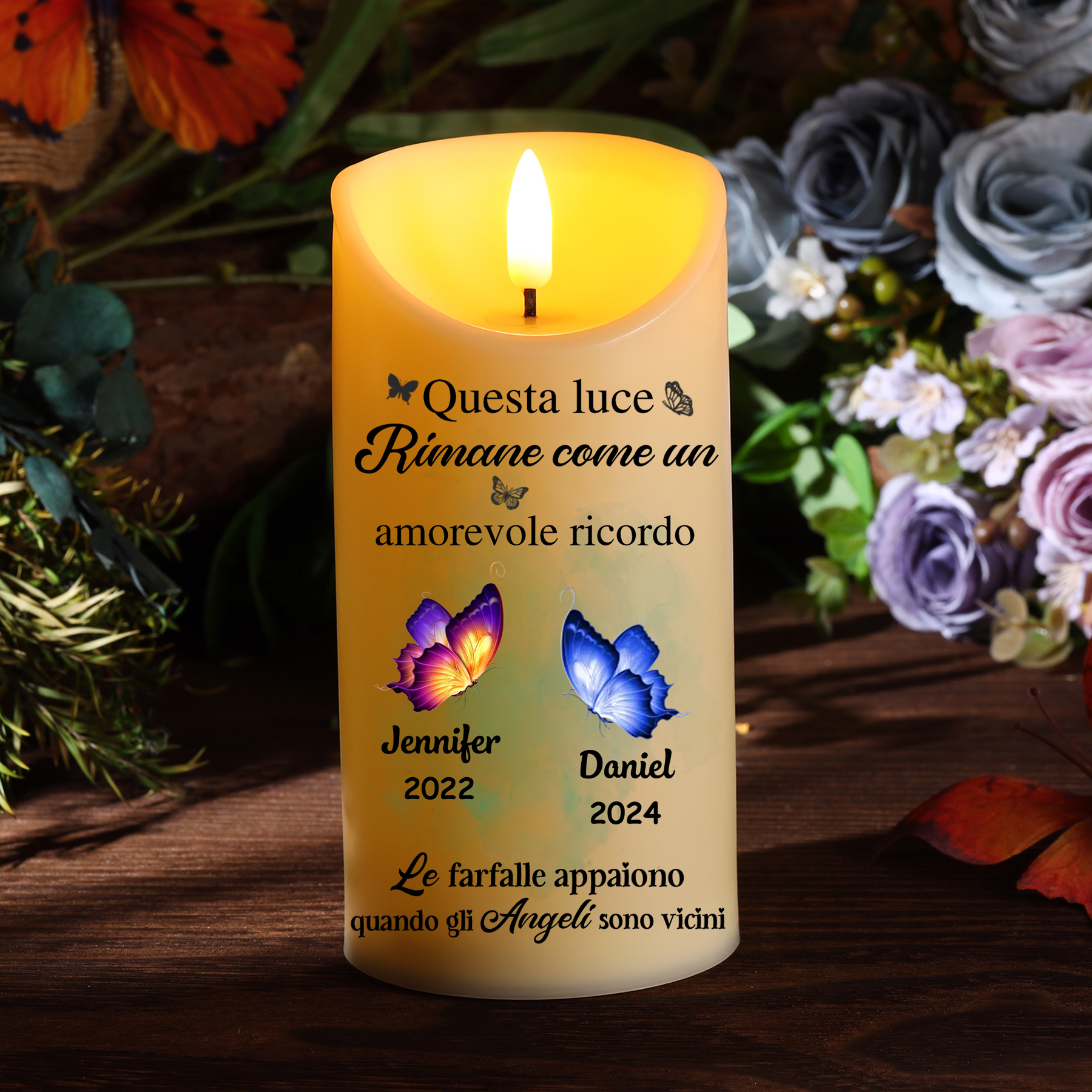 [Copy]Candela Natalizia LED Personalizzata con 2-12 Nomi, Testo, Data e Design a Cruciverba – Regalo di Natale per la Famiglia | Jessemade