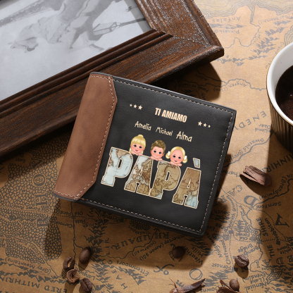 [Copy]Portafoglio Pelle PU pugno mano regalo per nonno personalizzato 1 nome