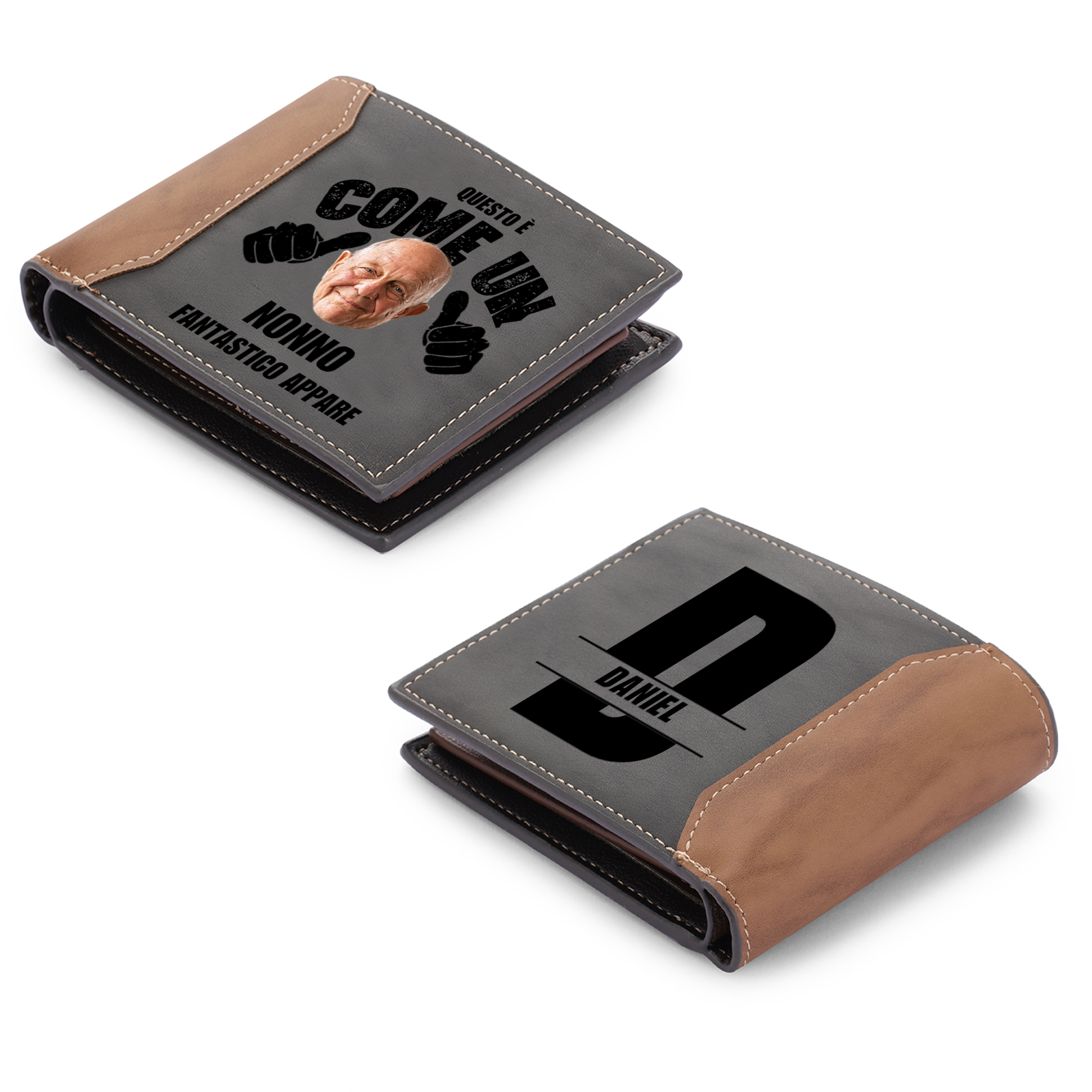 [Copy]Portafoglio Personalizzato da Uomo in PU – Fino a 6 Nomi e Personaggi – Regalo Perfetto per Papà | Jessemade