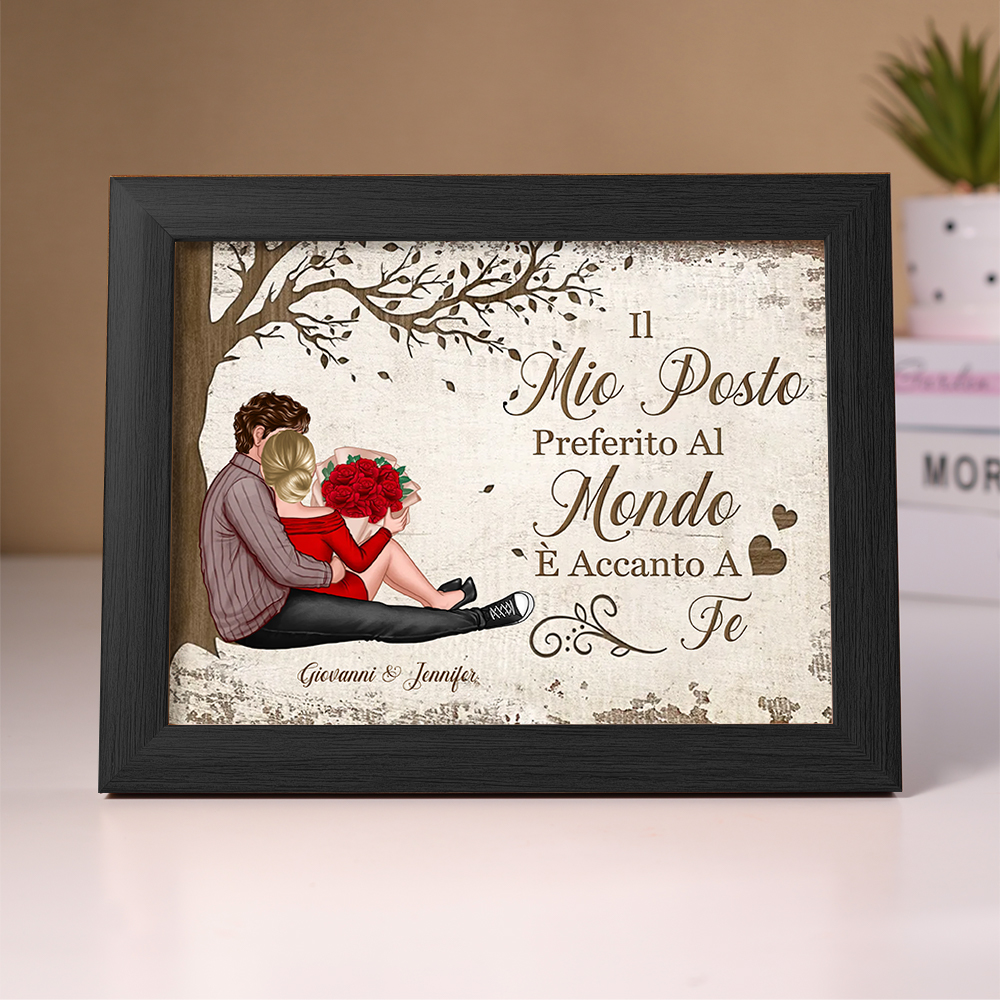 Cornice con Luce Notturna Personalizzata – con 2 Nomi – "Il Mio Posto Preferito al Mondo è Accanto a Te", Regalo di San Valentino per Lei/Lui | Jessemade