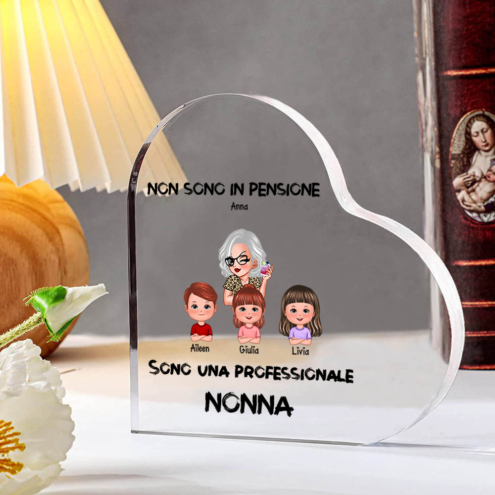 Sono una professionale NONNA-Decorazione acrilica con Immagini personalizzabili forma di cuore per nonna/mamma | Jessemade
