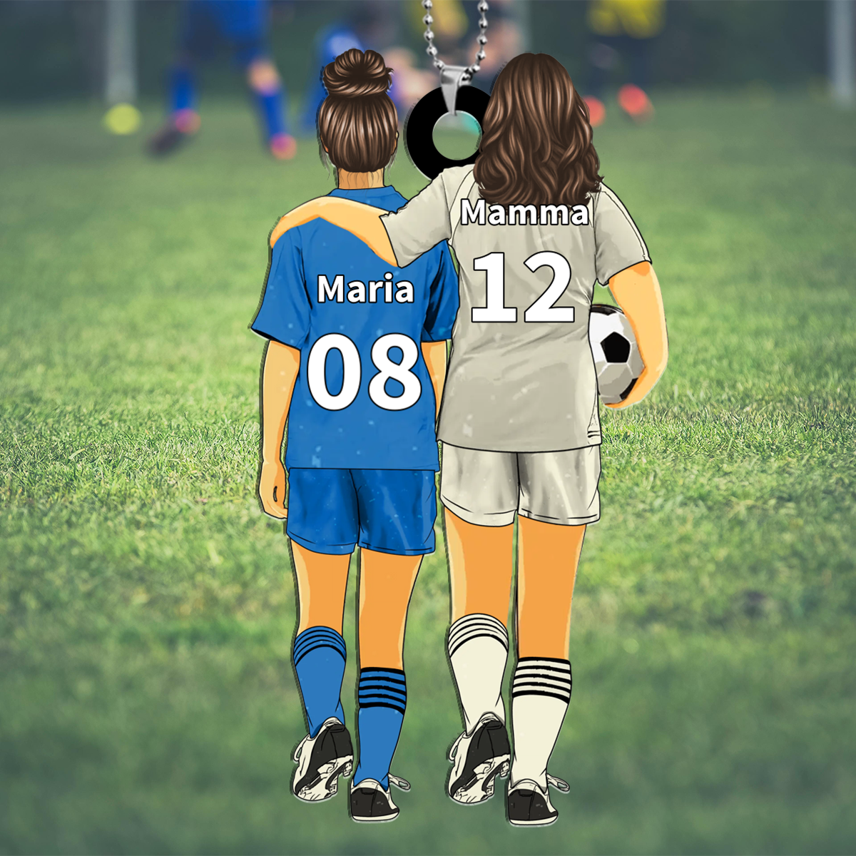 Portachiavi Acrilico Personalizzato – Mamma & Figlio/Figlia con Nome – Accessorio Calcio Regalo Speciale | Jessemade