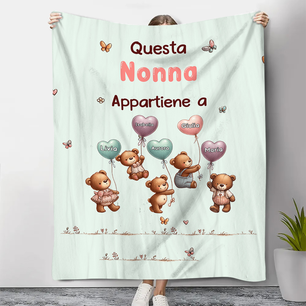 [Copy]All'inizio Mamma, Ora Nonna-Coperta con fiore di nascita e nome personalizzabili regalo per nonna/mamma