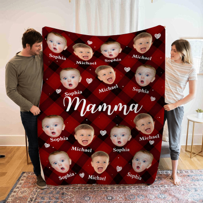 Coperta Personalizzata con Volti e Nomi dei Tuoi Bimbi – Il Regalo Più Dolce per una Mamma Speciale | Jessemade