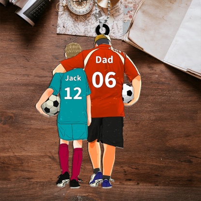 Personalised Acrylic Ornament – Custom Father & Child Design, Football-Themed Gift for Family | Jessemade