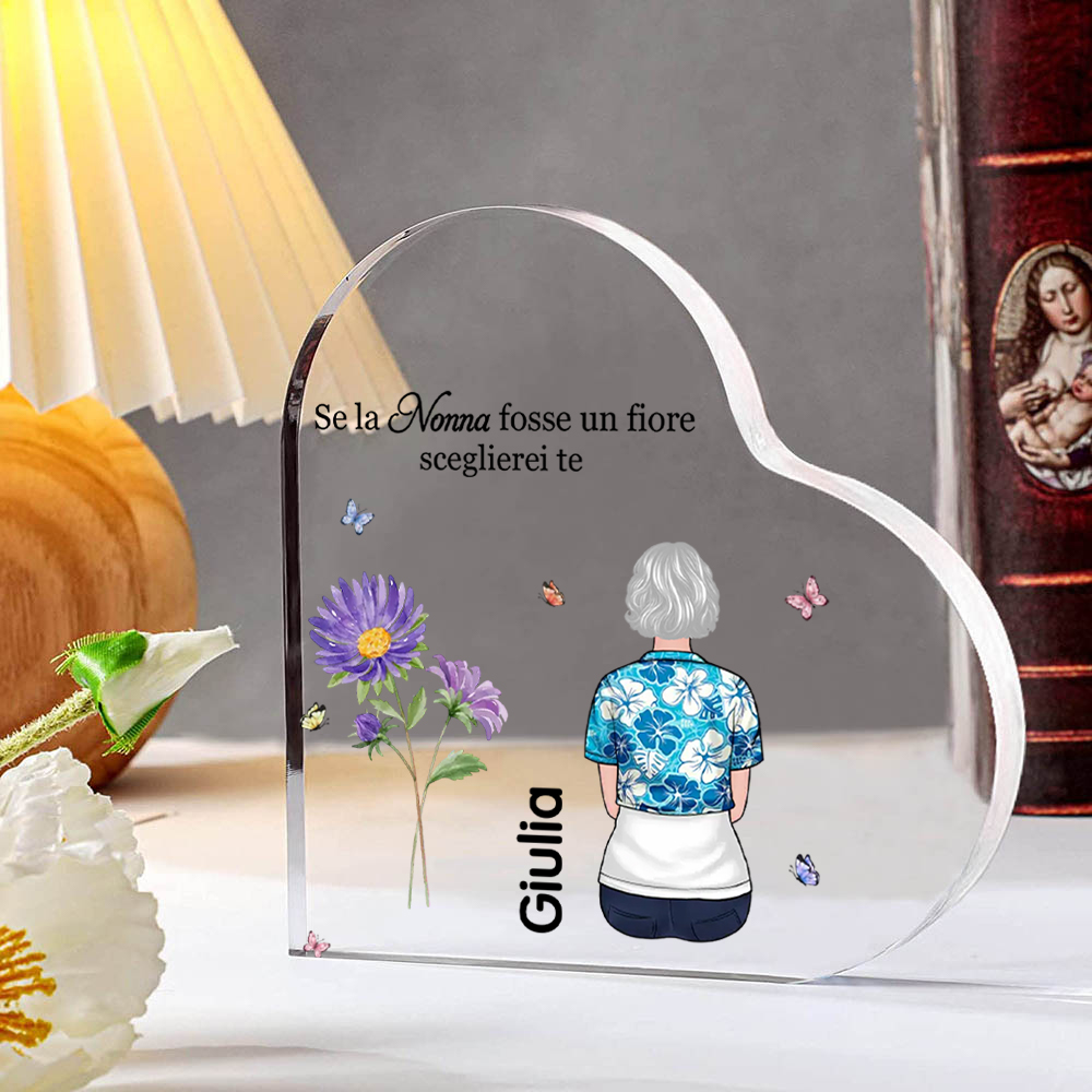 Se la nonna fosse un fiore-Decorazione acrilica con immagine personalizzata per nonna/mamma