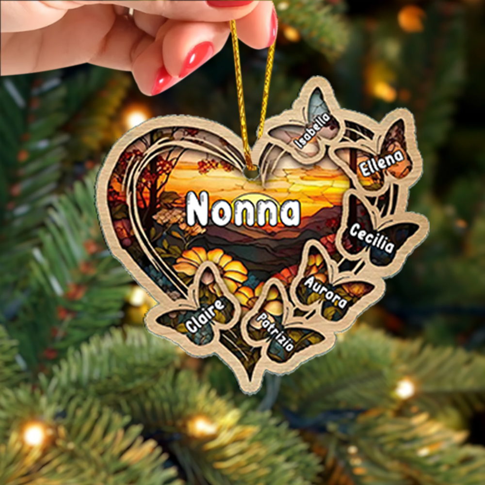 Portachiavi/Pendente cuore acrilico nonna e farfalle con nomi personalizzati regalo per nonna