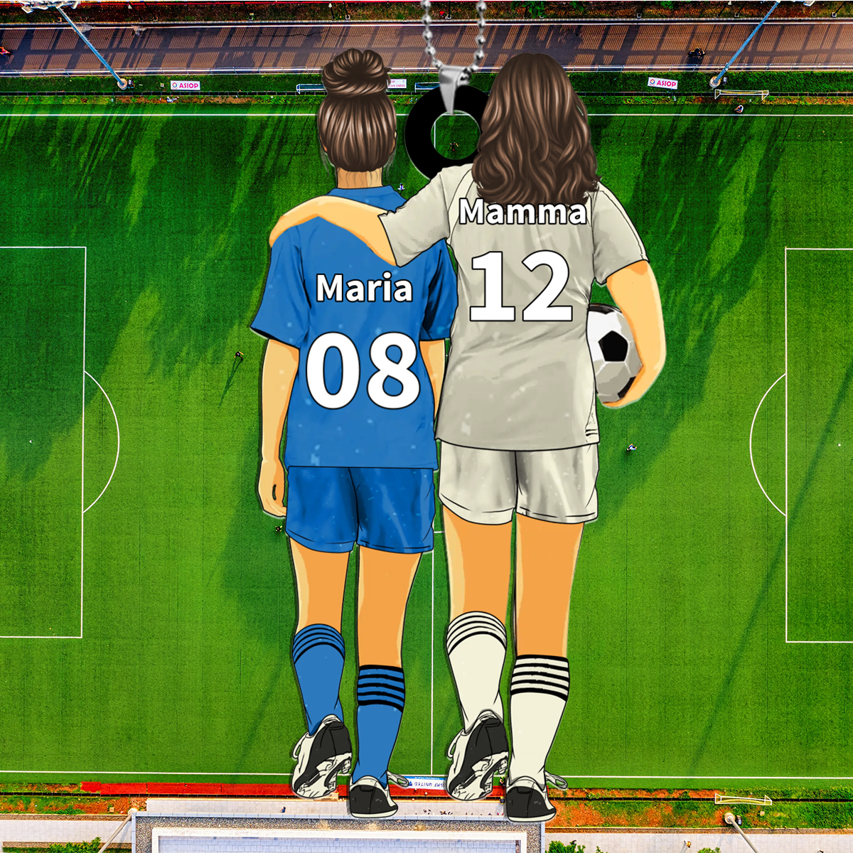 Portachiavi Acrilico Personalizzato – Mamma & Figlio/Figlia con Nome – Accessorio Calcio Regalo Speciale | Jessemade