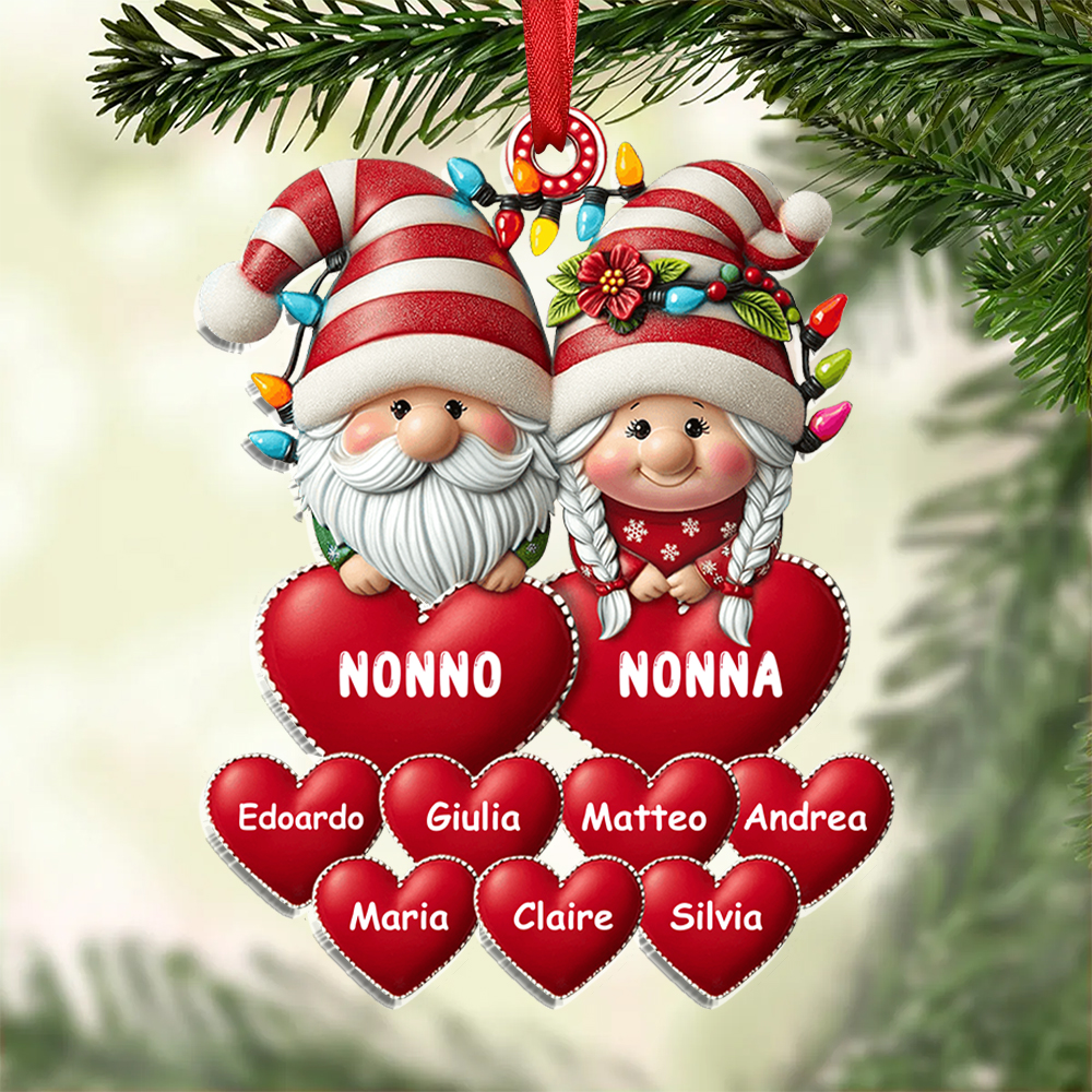 Nonna e Nonno-Portachiavi/Pendente acrilico con cuore e nomi personalizzati regalo per famiglia