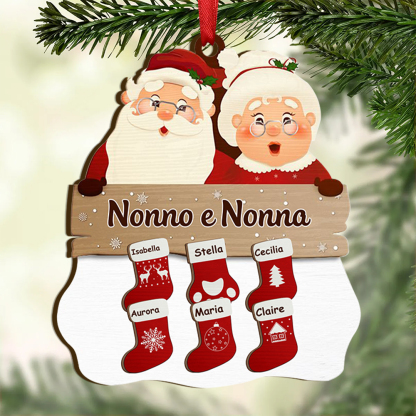 Pendente Natalizio Personalizzato in Legno per Nonno e Nonna 2-12 nomi personalizzati