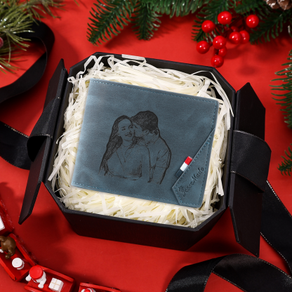 Personalized Men's Leather Wallet – Custom Photo, Name & Initial | PU Leather Wallet – Thoughtful Christmas Gift for Him | Jessemade